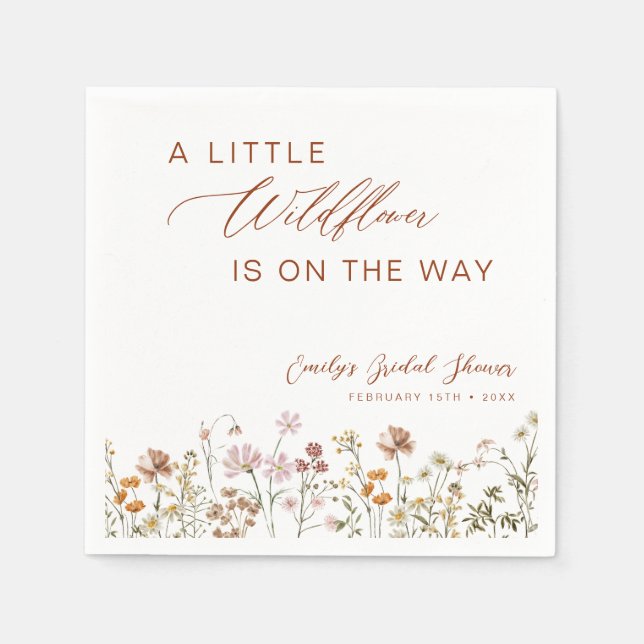Little Wildflower on the Way Baby Shower Napkins (Front)