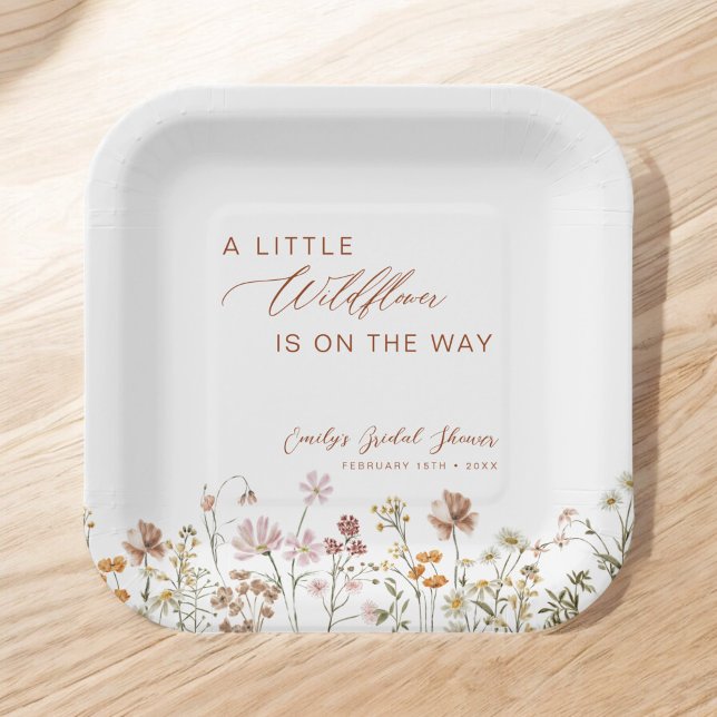 Little Wildflower on the Way Baby Shower Paper Plates (Creator Uploaded)