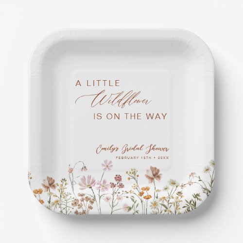 Little Wildflower on the Way Baby Shower Paper Plates
