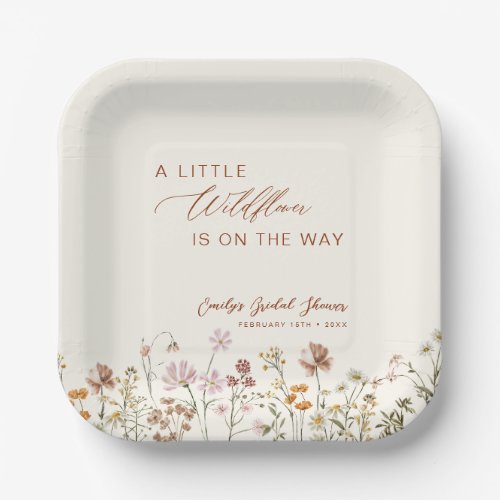 Little Wildflower on the Way Baby Shower Paper Plates