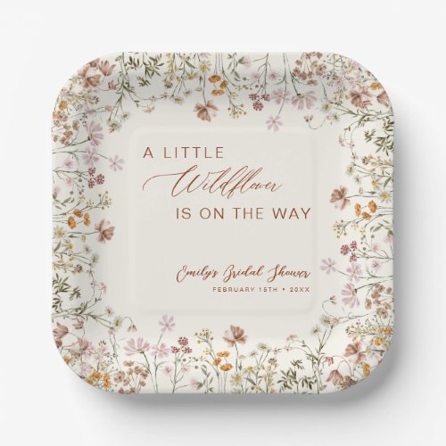Little Wildflower on the Way Baby Shower Paper Plates