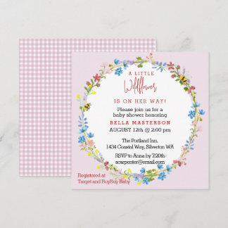 Little Wildflower On The Way Baby Shower (Square) Invitation