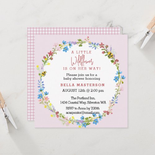 Little Wildflower On The Way Baby Shower Square Invitation