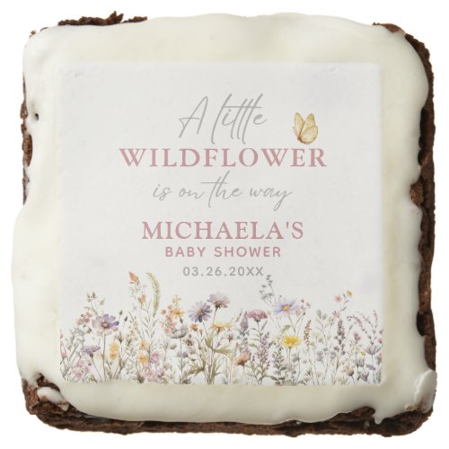 Little Wildflower On The Way Botanical Baby Shower Brownie