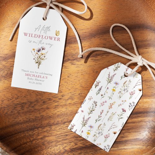 Little Wildflower On The Way Botanical Baby Shower Gift Tags