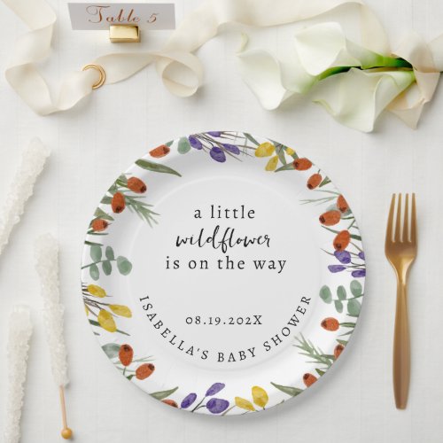 Little Wildflower On The Way Fall Baby Shower Paper Plates