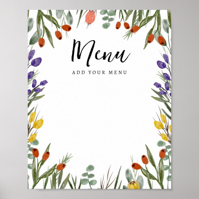 Little Wildflower On The Way Fall Menu Poster (Front)