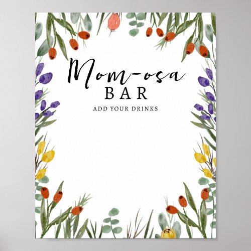 Little Wildflower On The Way Fall Mom-osa Bar Poster