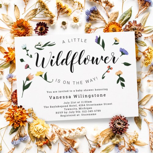 Little Wildflower on the Way Floral Baby Shower Invitation