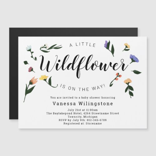 Little Wildflower on the Way Floral Baby Shower Magnetic Invitation