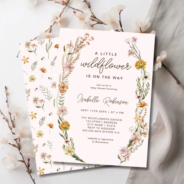 Little Wildflower On The Way Spring Baby Shower Invitation | Zazzle