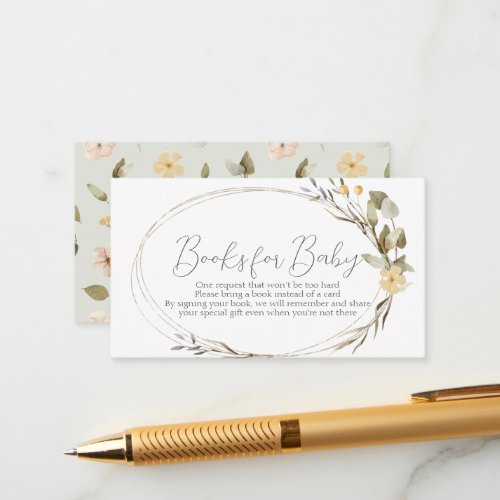 Little Wildflower Oval Baby Shower Book Request Enclosure Card