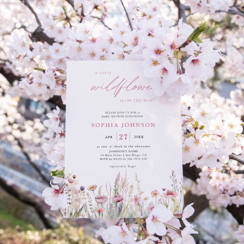 Little Wildflower Pastel Spring Baby Shower Invitation