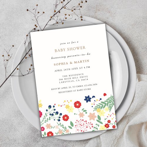 Little Wildflower Pattern Baby Shower Invitation