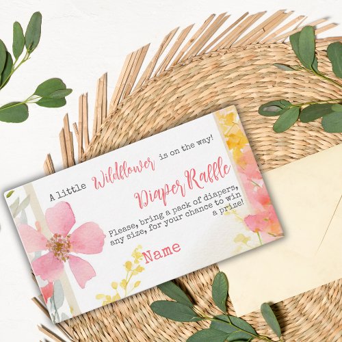 Little Wildflower Peach Floral Baby Shower Diaper Enclosure Card