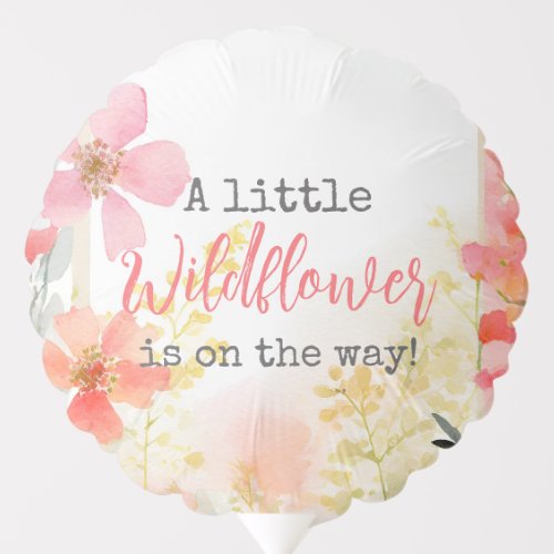 Little Wildflower Peach Flower Floral Baby Shower  Balloon