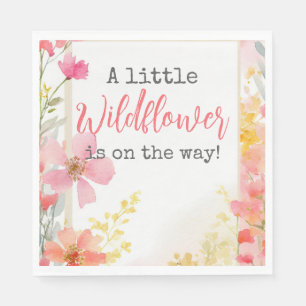 Little Wildflower Peach Flower Floral Baby Shower Napkins
