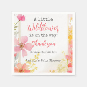 Little Wildflower Peach Flower Floral Baby Shower Napkins