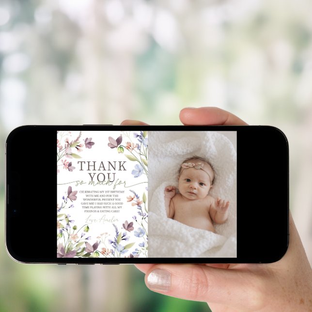 Little Wildflower Photo Thank You Card (Front Digital)