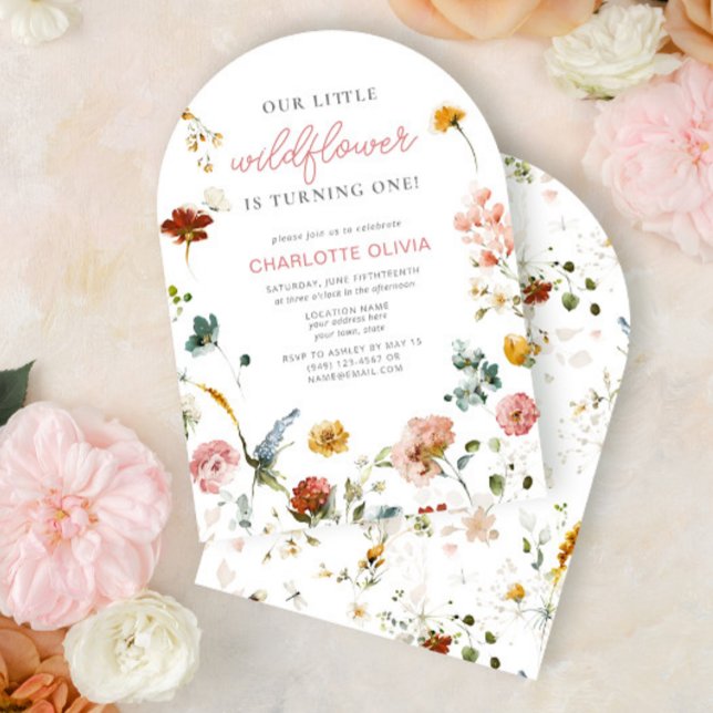 Little Wildflower Pink Baby Girl Birthday Invitation (Creator Uploaded)
