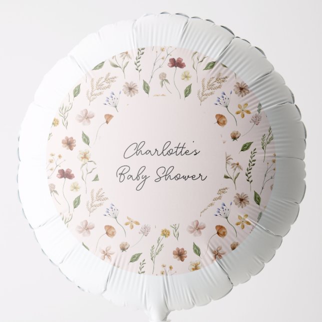Little Wildflower Pink Baby Shower Balloon (Front)