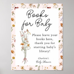 Little Wildflower Pink Baby Shower Books for Baby Poster