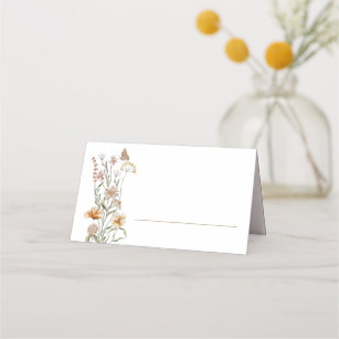 Little Wildflower Pink Baby Shower Name Place Card