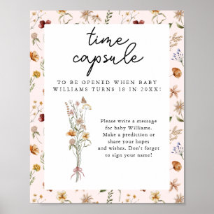 Little Wildflower Pink Baby Shower Time Capsule Poster