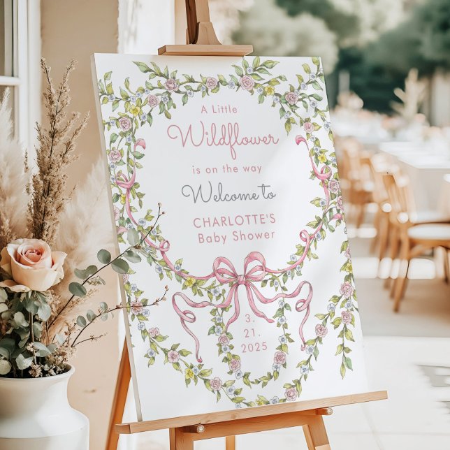 Little wildflower pink Bow Baby Shower Welcome Foam Board (Creator Uploaded)