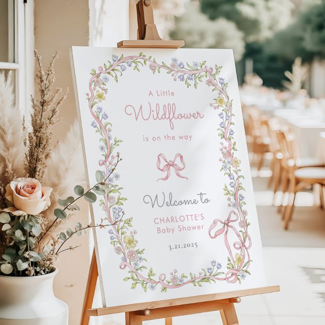 Little wildflower pink Bow Baby Shower Welcome Foam Board (Creator Uploaded)