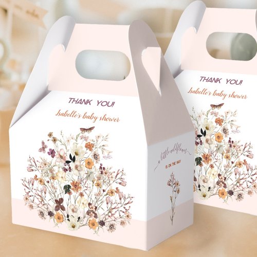 Little Wildflower Pink Floral Girl Baby Shower  Favor Boxes
