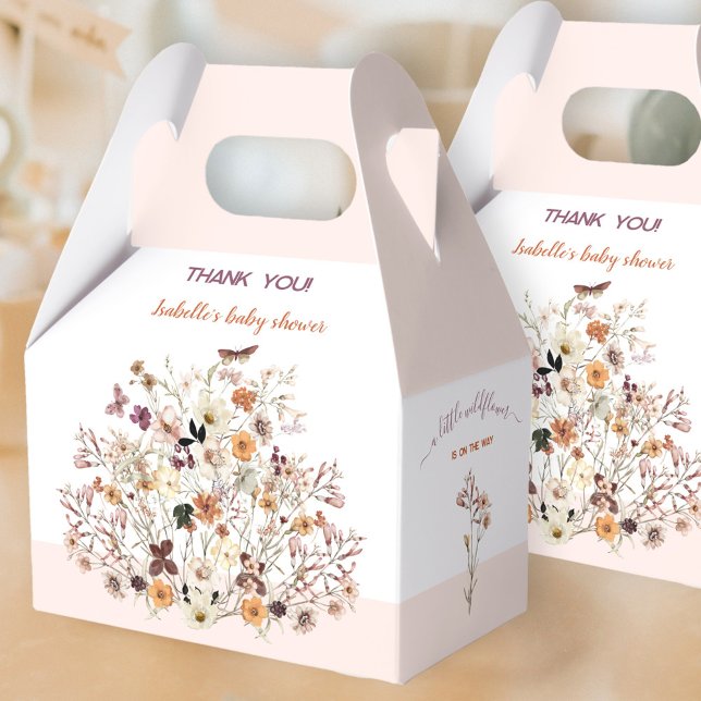 Little Wildflower Pink Floral Girl Baby Shower  Favor Boxes (Little Wildflower Favor Box - You can choose from 3 sizes by clicking on the STYLE dropbox.)