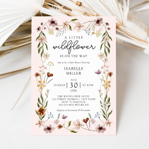 Little Wildflower Pink Girl Baby Shower Invitation