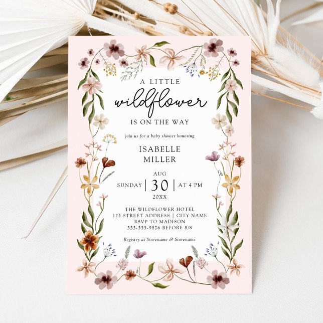 Little Wildflower Pink Girl Baby Shower Invitation (Creator Uploaded)