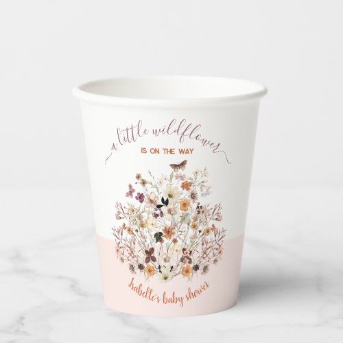 Little Wildflower Pink Girl Baby Shower Paper Cups