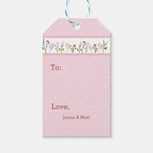 Little Wildflower Pink Polka Dot   Gift Tags