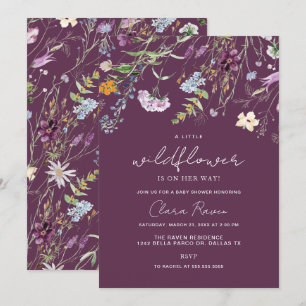Little Wildflower Plum Purple Floral Baby Shower  Invitation