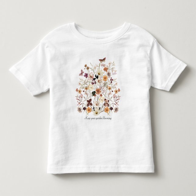 Little Wildflower Pressed Flowers Name Little girl Toddler T-shirt (Front)