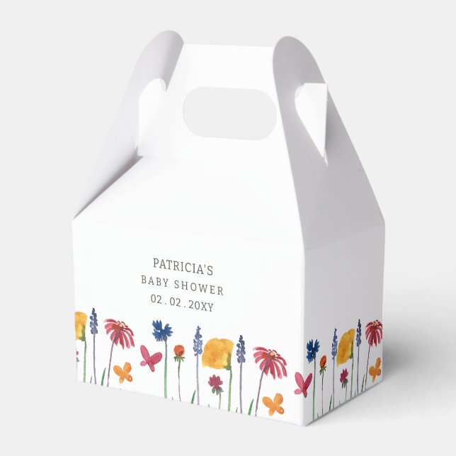 Little Wildflower Pretty Baby Girl Baby Shower Favor Boxes (Front Side)