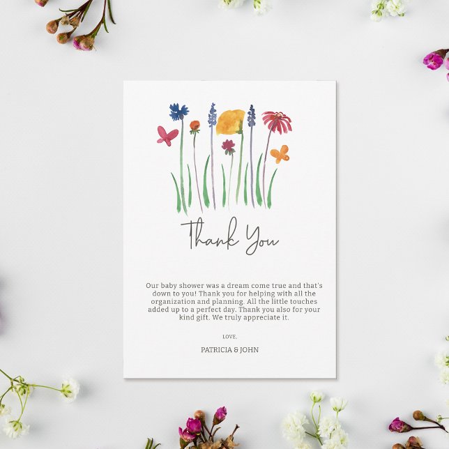 Little Wildflower Pretty Baby Girl Baby Shower Thank You Card (Little Wildflower Pretty Baby Girl Baby Shower Thank You Card)