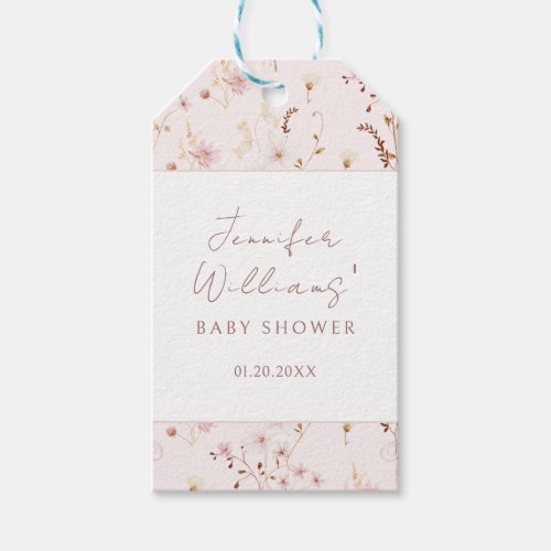 Little wildflower rustic baby girl shower Gift Tag