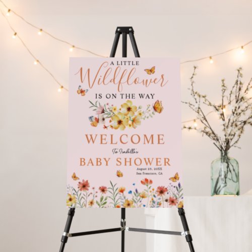 Little Wildflower Rustic Baby Shower Welcome Sign