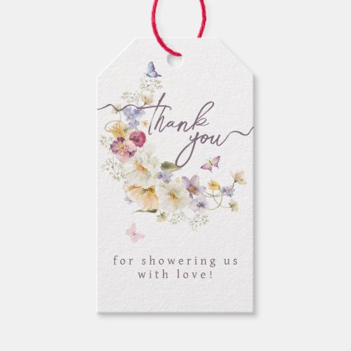 Little Wildflower rustic purple Baby Shower  Gift Tags