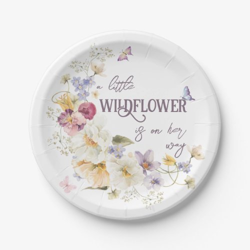 Little Wildflower rustic purple Baby Shower Paper Plates