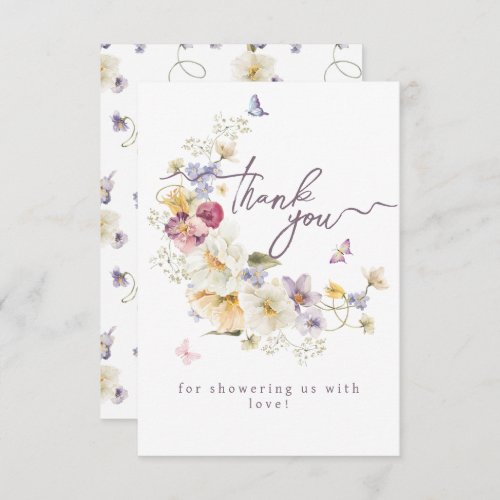 Little Wildflower rustic purple Baby Shower Thank You Card