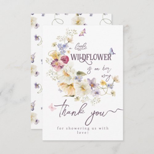 Little Wildflower rustic purple Baby Shower  Thank You Card