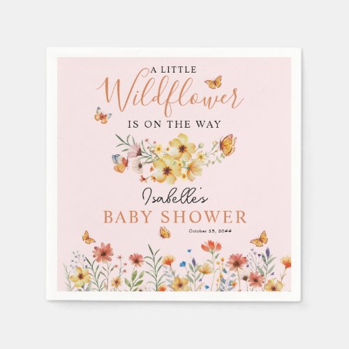 Little Wildflower Rustic Wildflowers Baby Shower Napkins