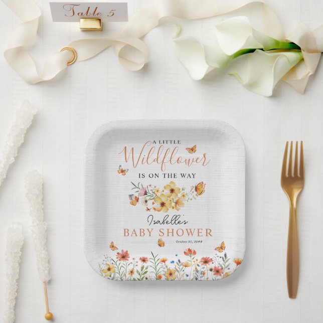 Little Wildflower Rustic Wildflowers Baby Shower Paper Plates (Wedding)