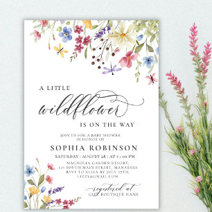 Little Wildflower Script Boho Baby Shower Invitation