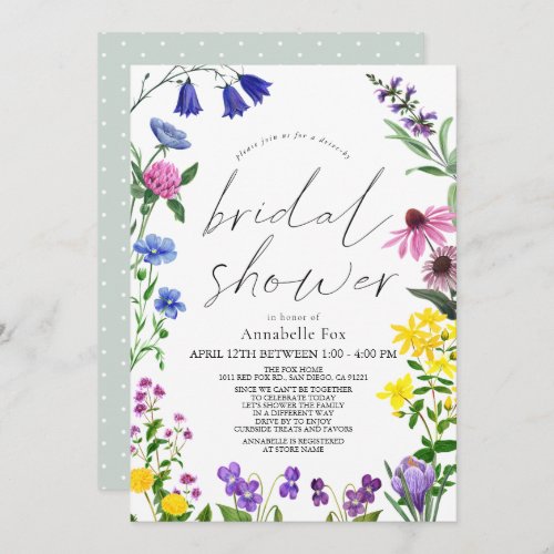 Little Wildflower Script Drive_by Bridal Shower  Invitation